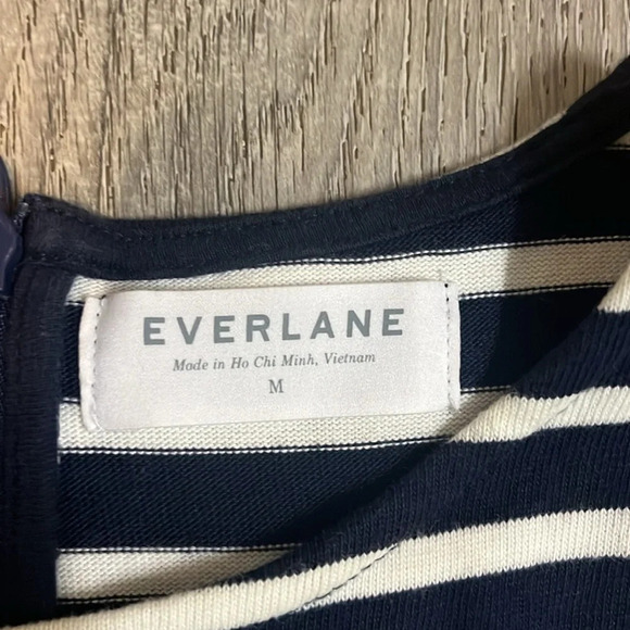 Everlane Gia Navy Striped Cotton T-shirt Dress - Picture 3 of 9